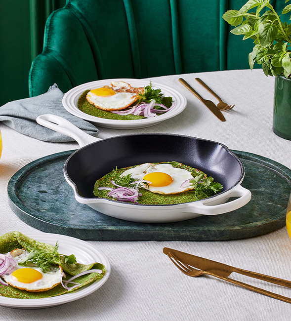 Herbed Pancakes with Crispy Fried Eggs